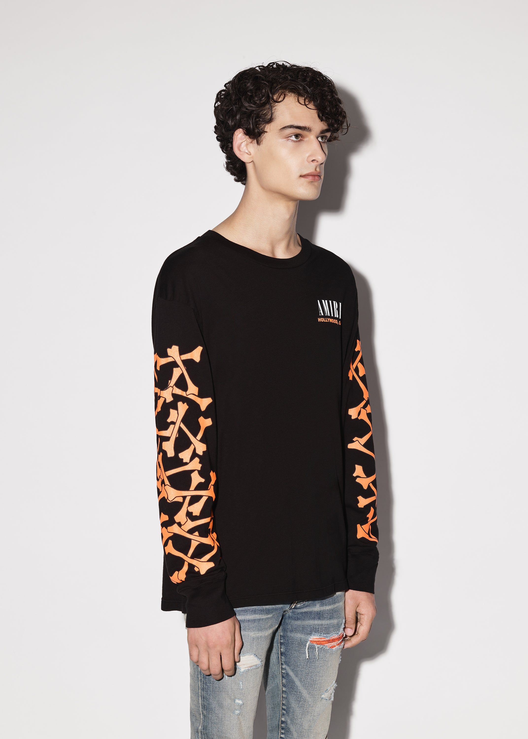AMIRI BONES LONG SLEEVE TEE - BLACK / ORANGE | Parallel