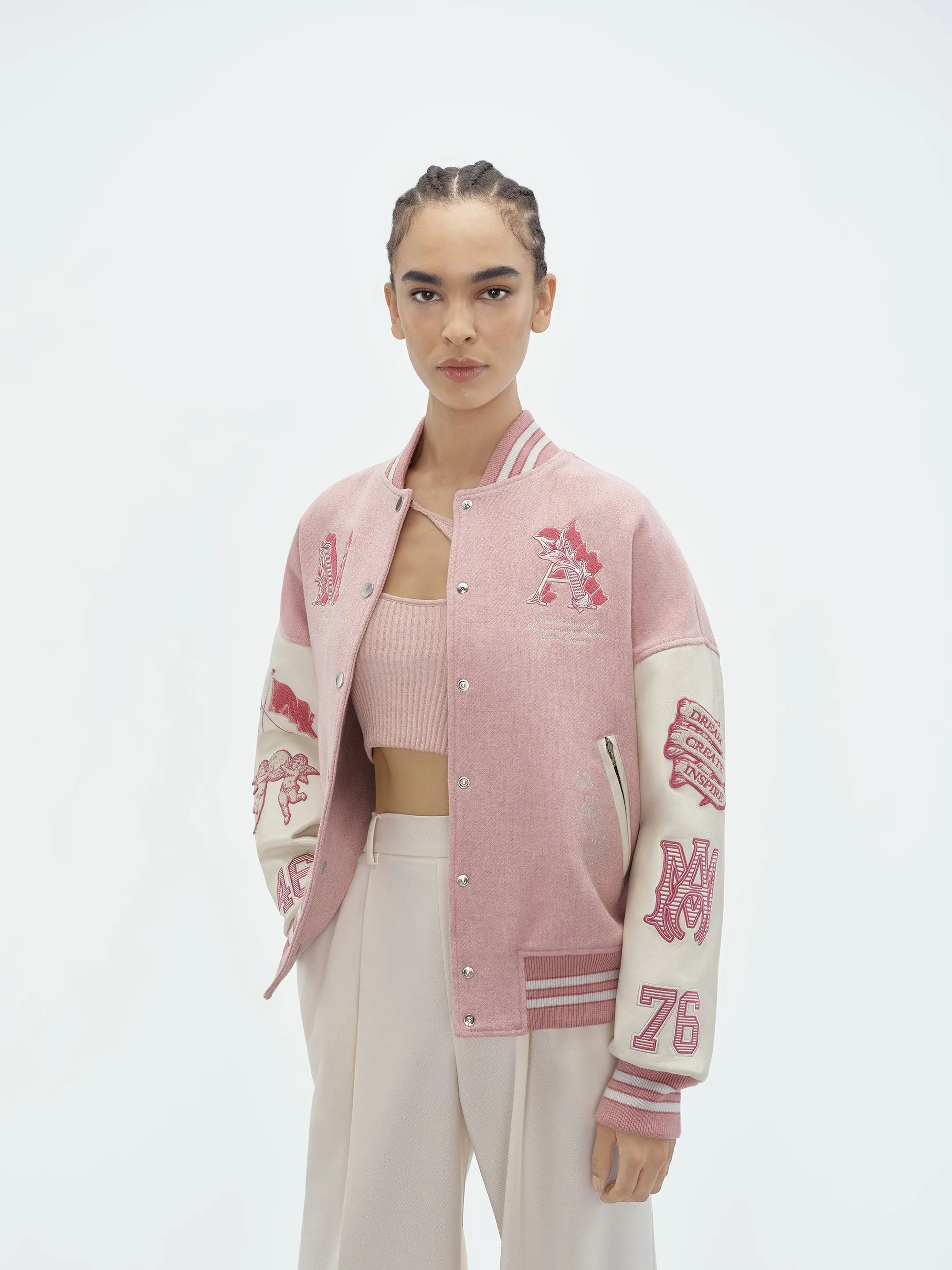 WOMEN - MA ANGEL VARSITY JACKET - Heather Pink sold by AMIRI product image thumbnail 3