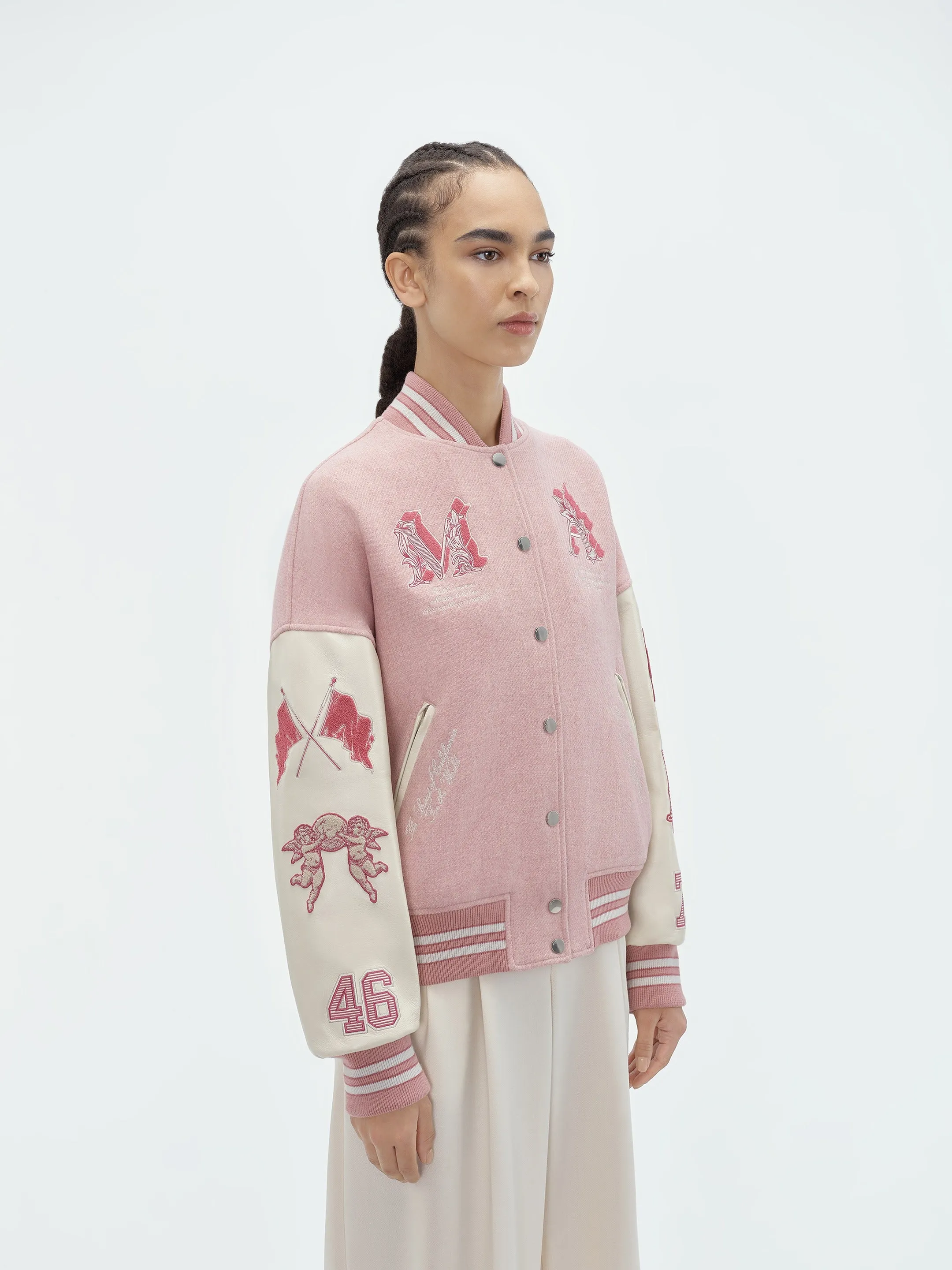 WOMEN - MA ANGEL VARSITY JACKET - Heather Pink sold by AMIRI product image thumbnail 4
