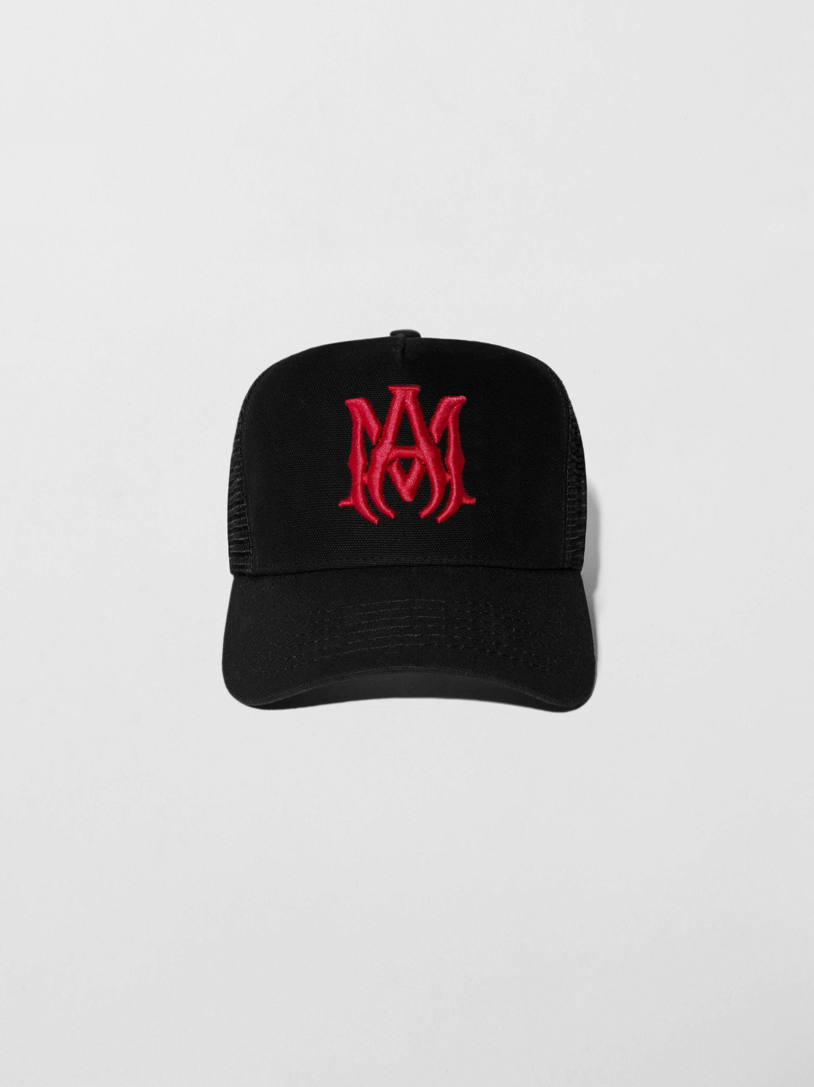 MA TRUCKER HAT - BLACK / RED sold by AMIRI