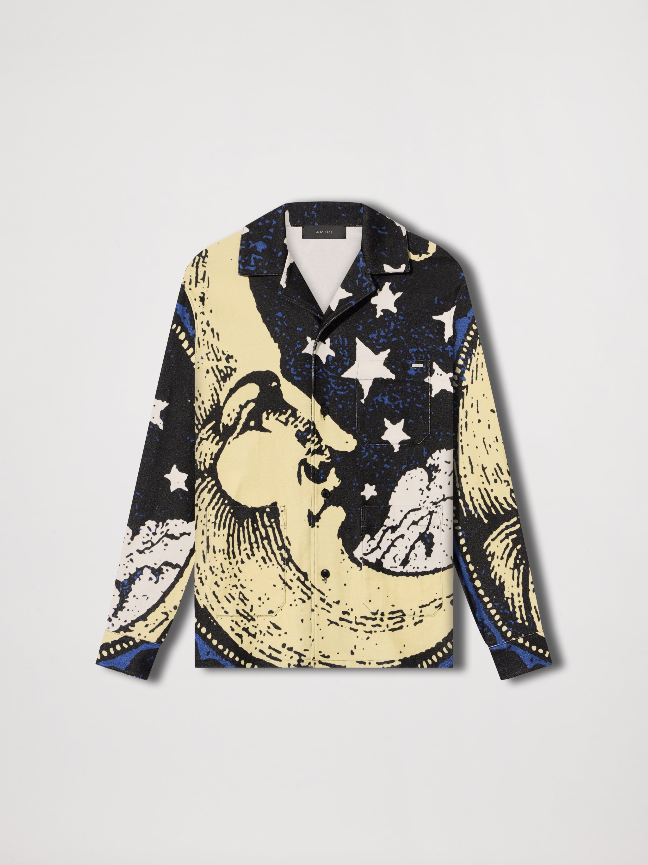 CRESCENT MOON FACE LONG SLEEVE PJ SHIRT - MULTI sold by AMIRI
