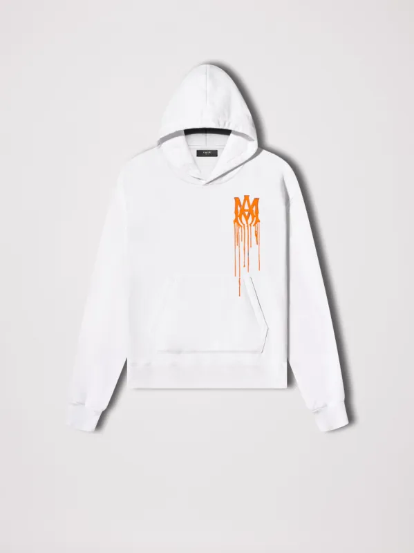 PAINT DRIP M.A. HOODIE - WHITE / ORANGE sold by AMIRI