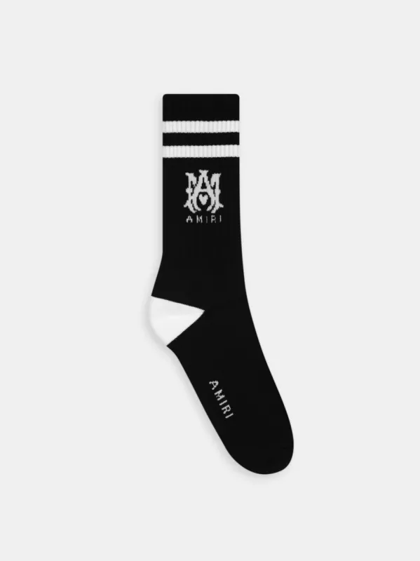 MA CORE LOGO SOCKS - Black White sold by AMIRI