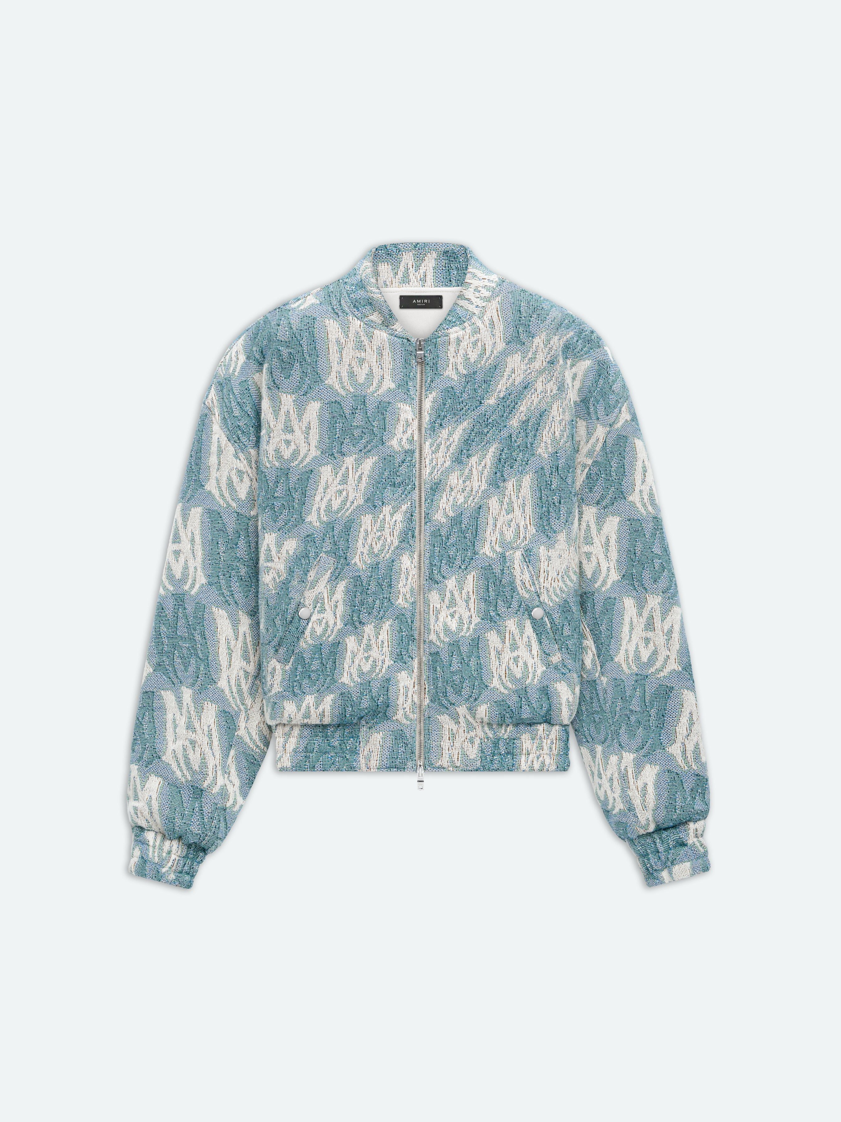 M.A. TAPESTRY CROPPED BOMBER - AQUA sold by AMIRI