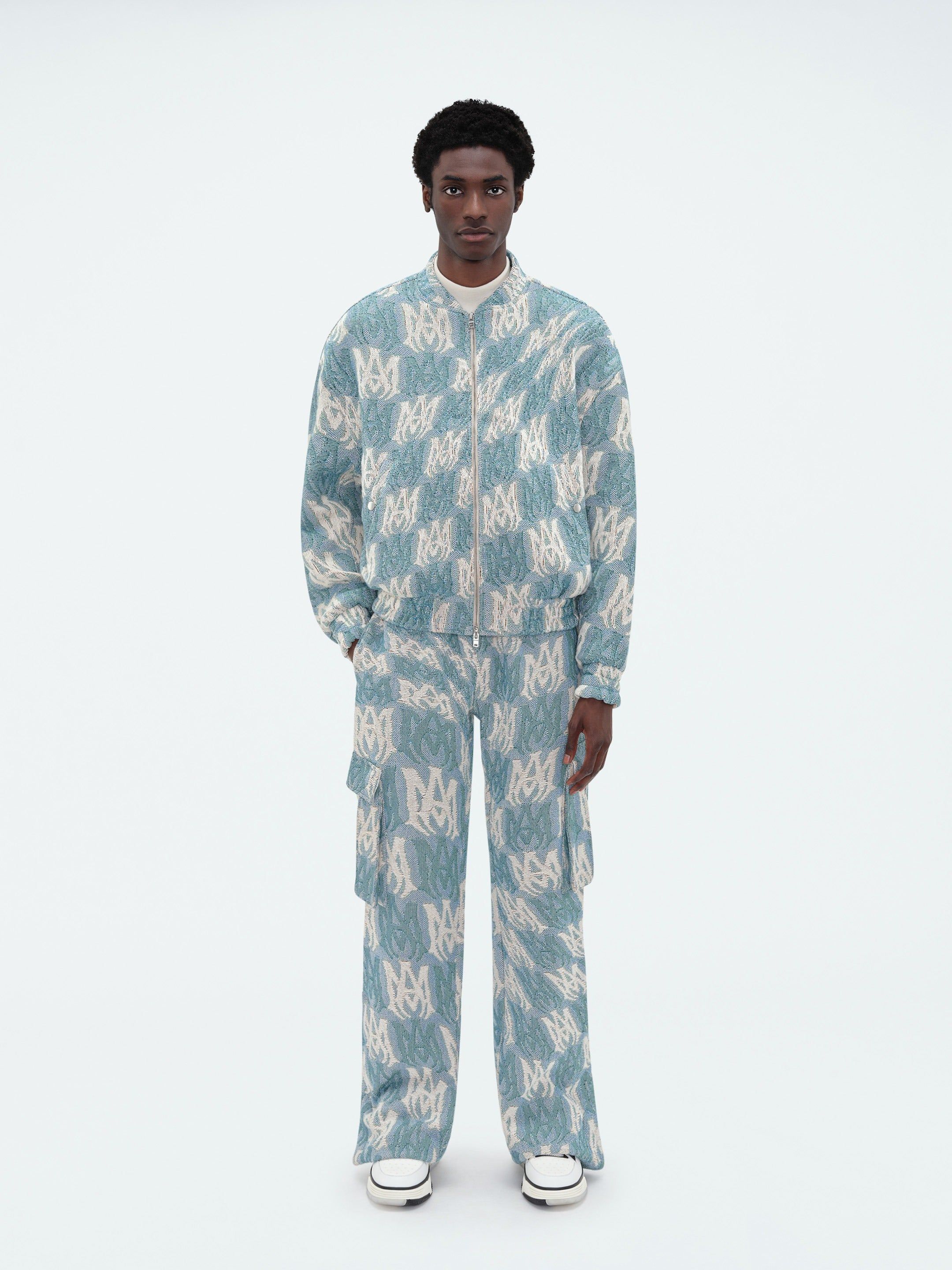 M.A. TAPESTRY CROPPED BOMBER - AQUA sold by AMIRI product image thumbnail 2