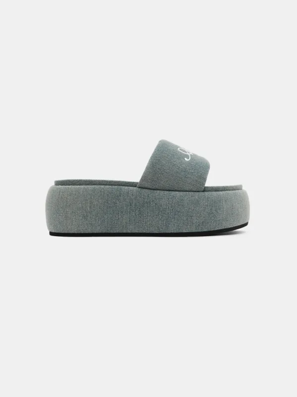 WOMEN - WOMEN'S AMIRI PLATFORM DENIM SANDAL - Washed Indigo made by AMIRI