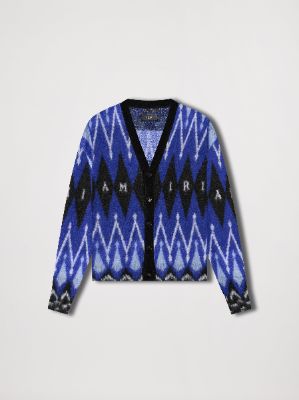 ARGYLE MOHAIR CARDIGAN - BLUE made by AMIRI