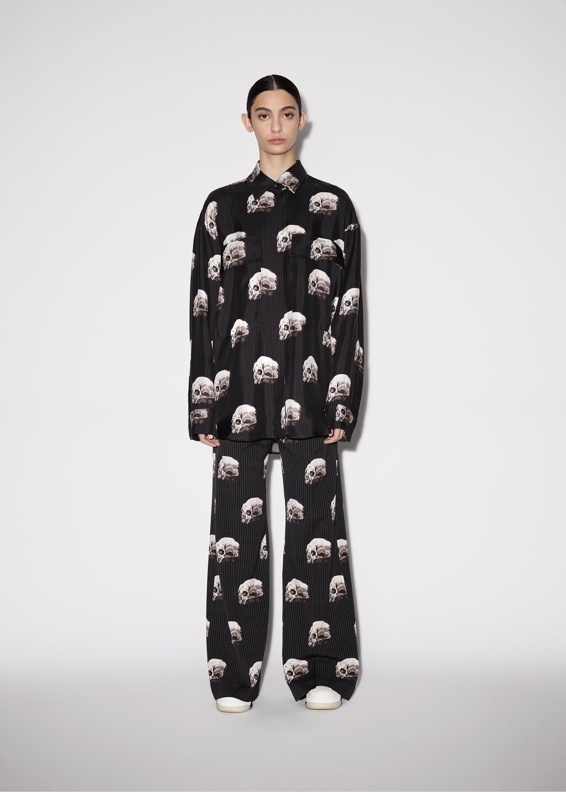WOMEN - SKULL STRIPE FLARE PANTS - BLACK sold by AMIRI product image thumbnail 2