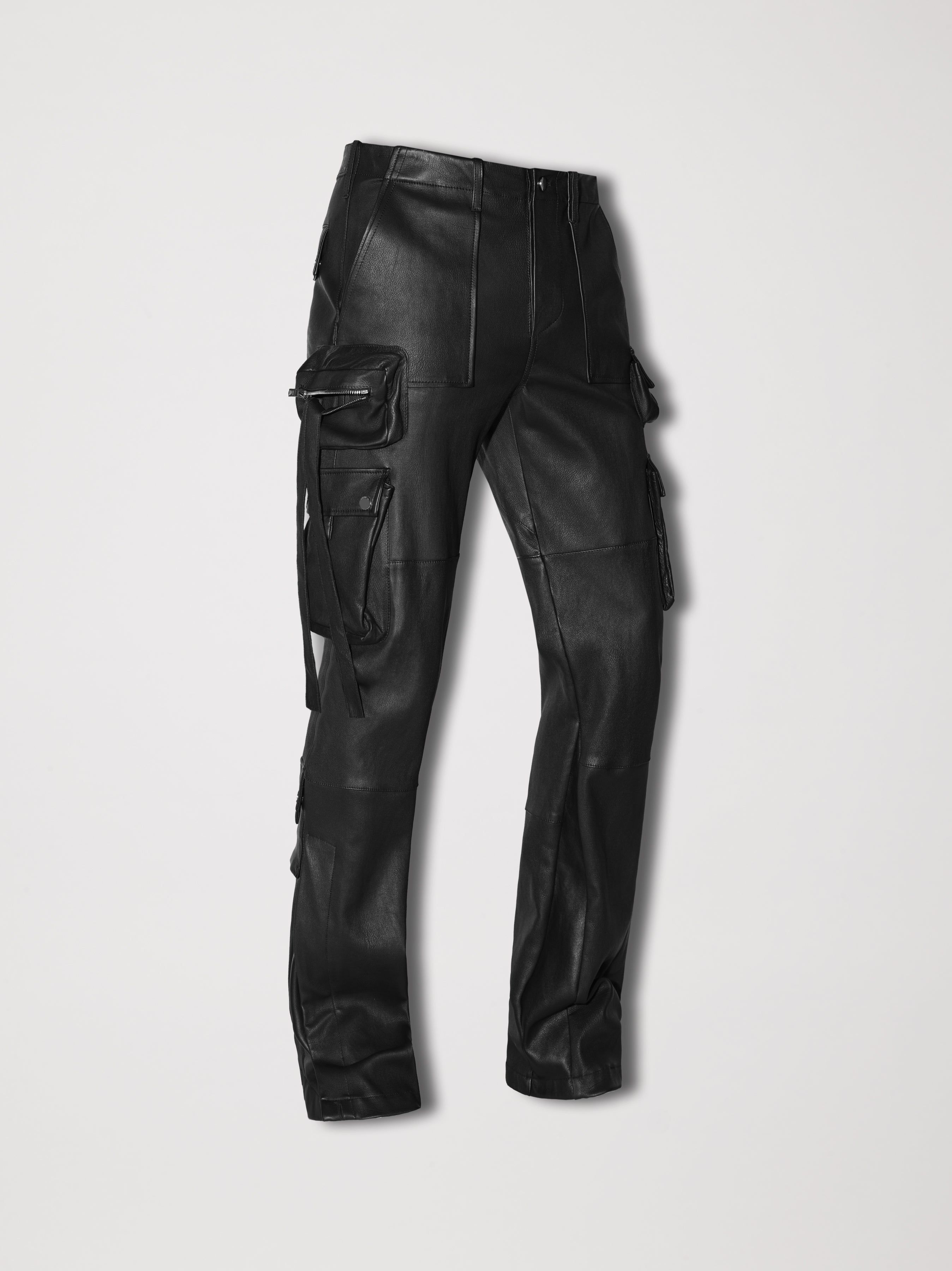 LEATHER FLAIR CARGO - BLACK sold by AMIRI