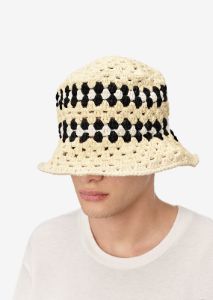 CROCHET BUCKET HAT - White sold by AMIRI