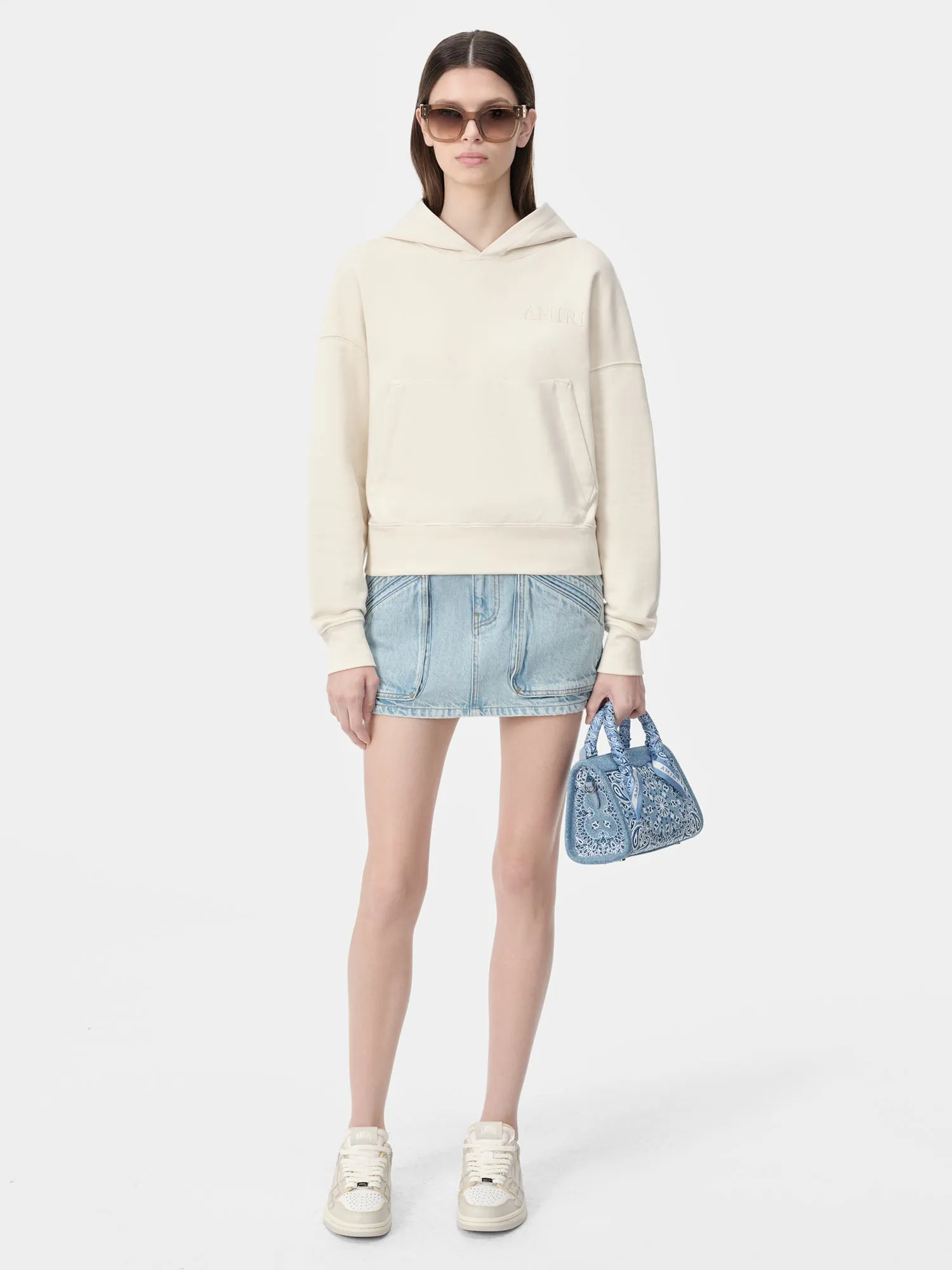 WOMEN - WOMEN'S AMIRI EMBROIDERED HOODIE - Alabaster sold by AMIRI