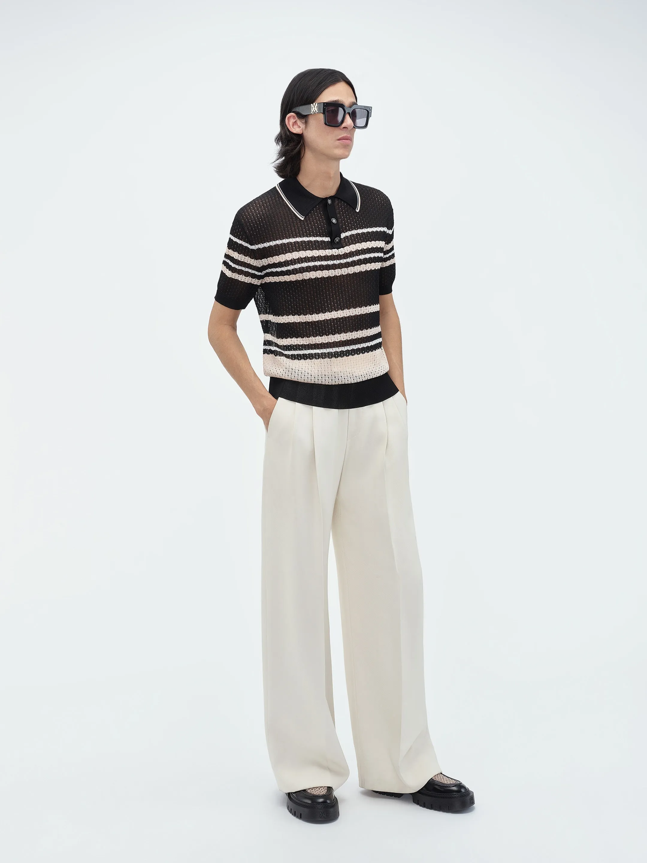 STRIPED POLO - Black sold by AMIRI product image thumbnail 3