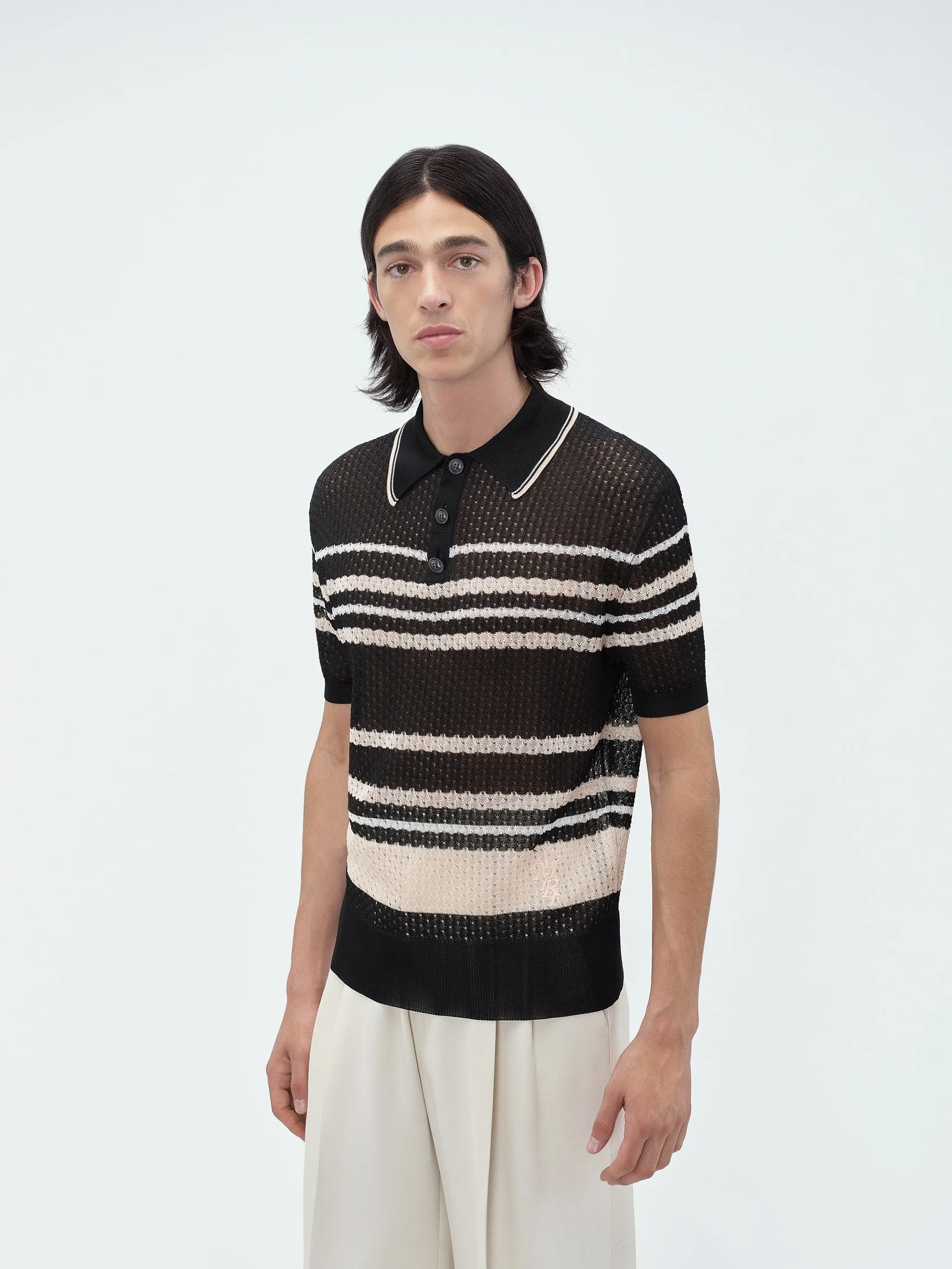 STRIPED POLO - Black sold by AMIRI product image thumbnail 5