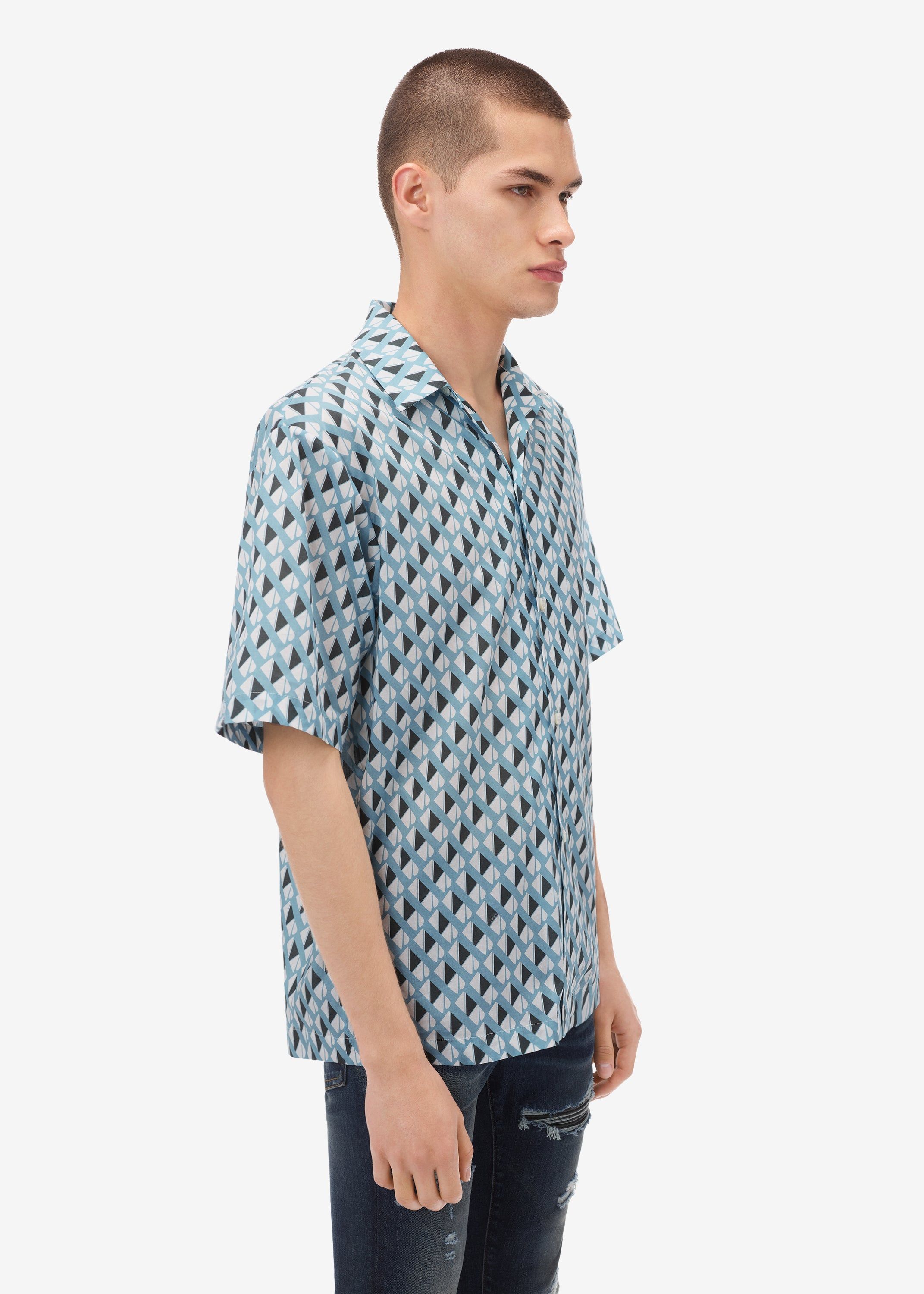 SHORT SLEEVE REPEAT 'A' SHIRT - ICE BLUE sold by AMIRI product image thumbnail 3