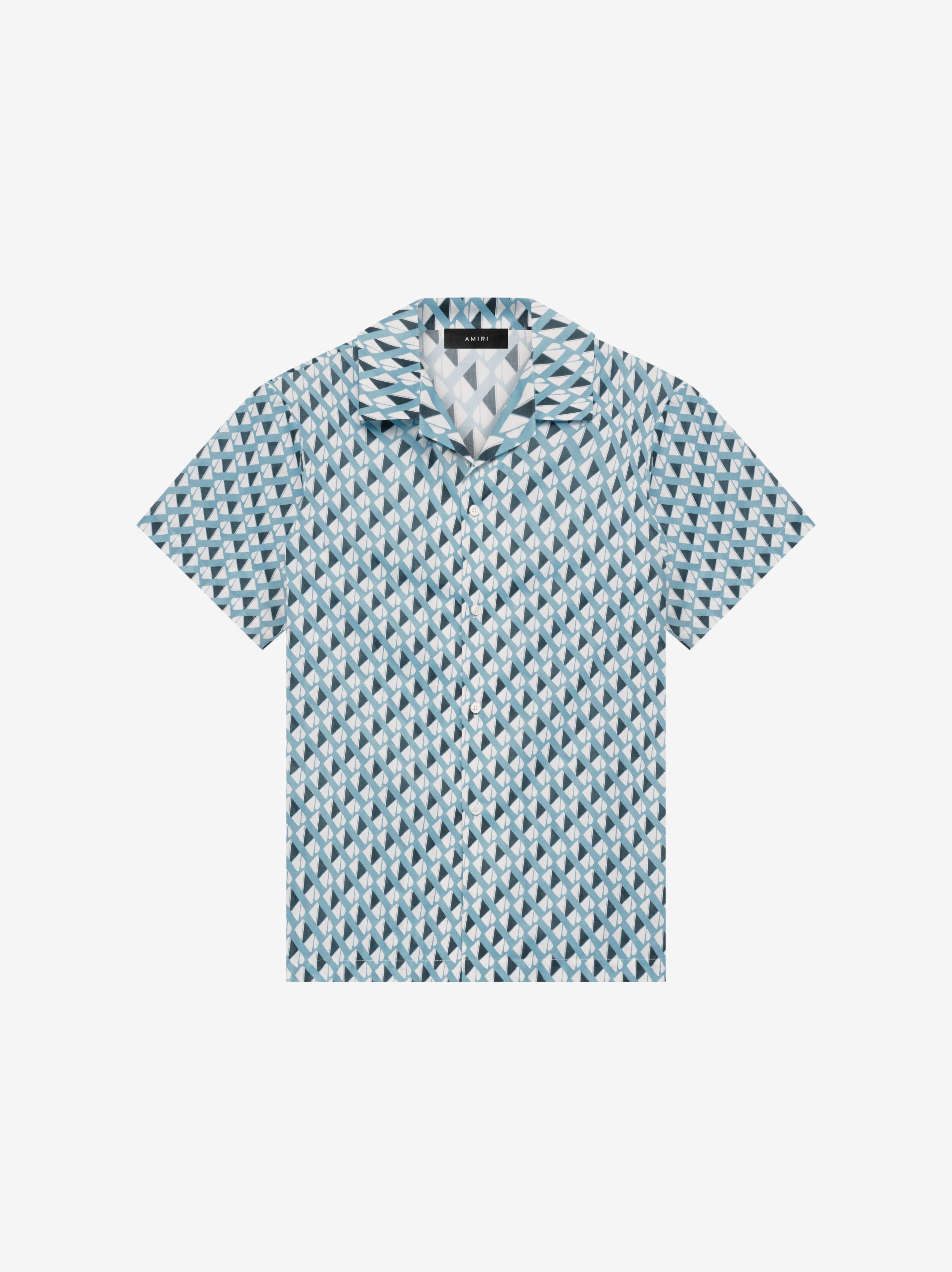 SHORT SLEEVE REPEAT 'A' SHIRT - ICE BLUE sold by AMIRI