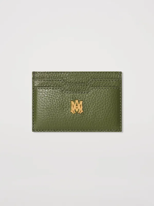 PEBBLED "MA" PLATE CARD HOLDER - OLIVE GREEN made by AMIRI