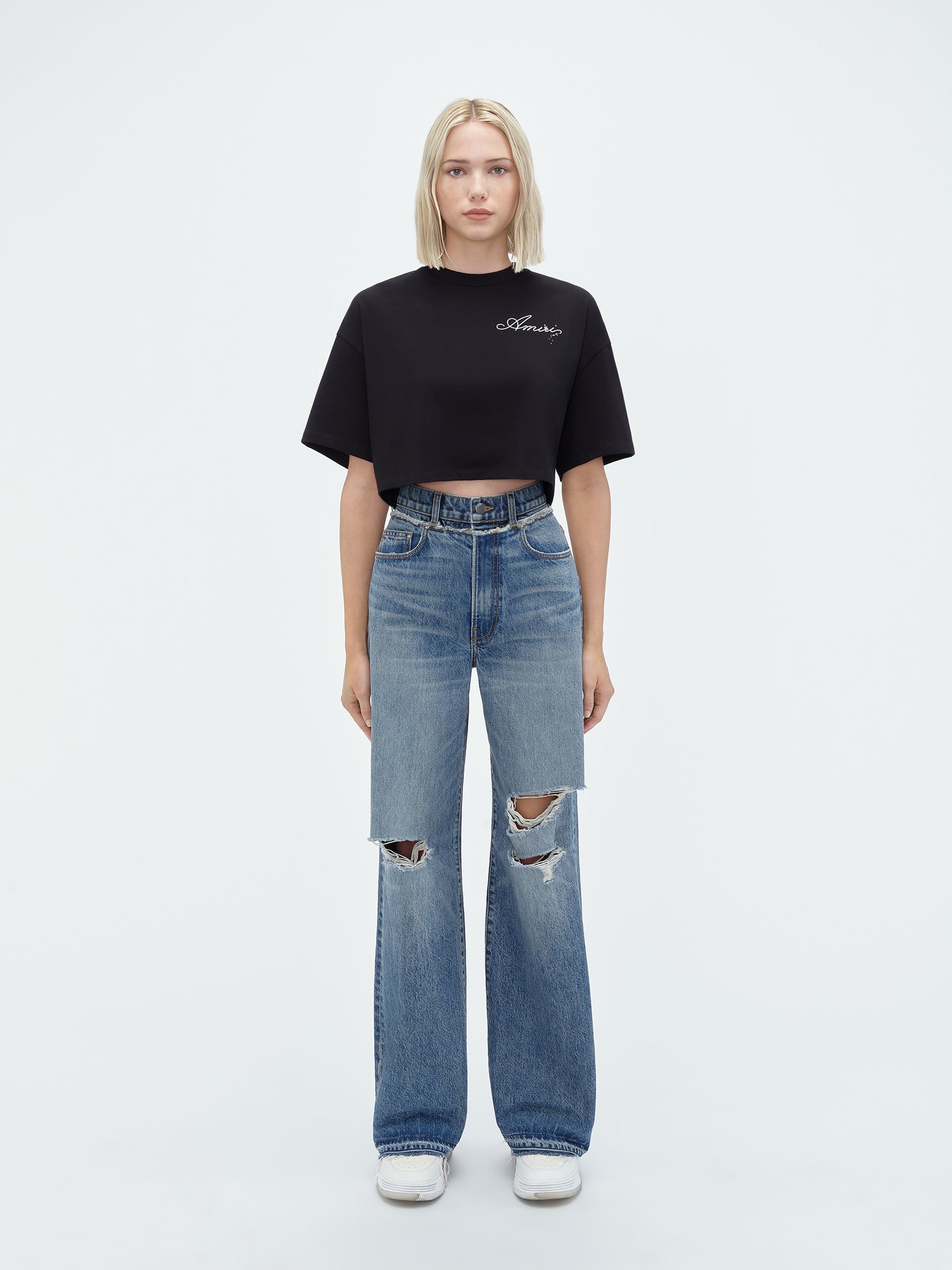 WOMEN - CHAMPAGNE CROPPED TEE - Black sold by AMIRI product image thumbnail 2