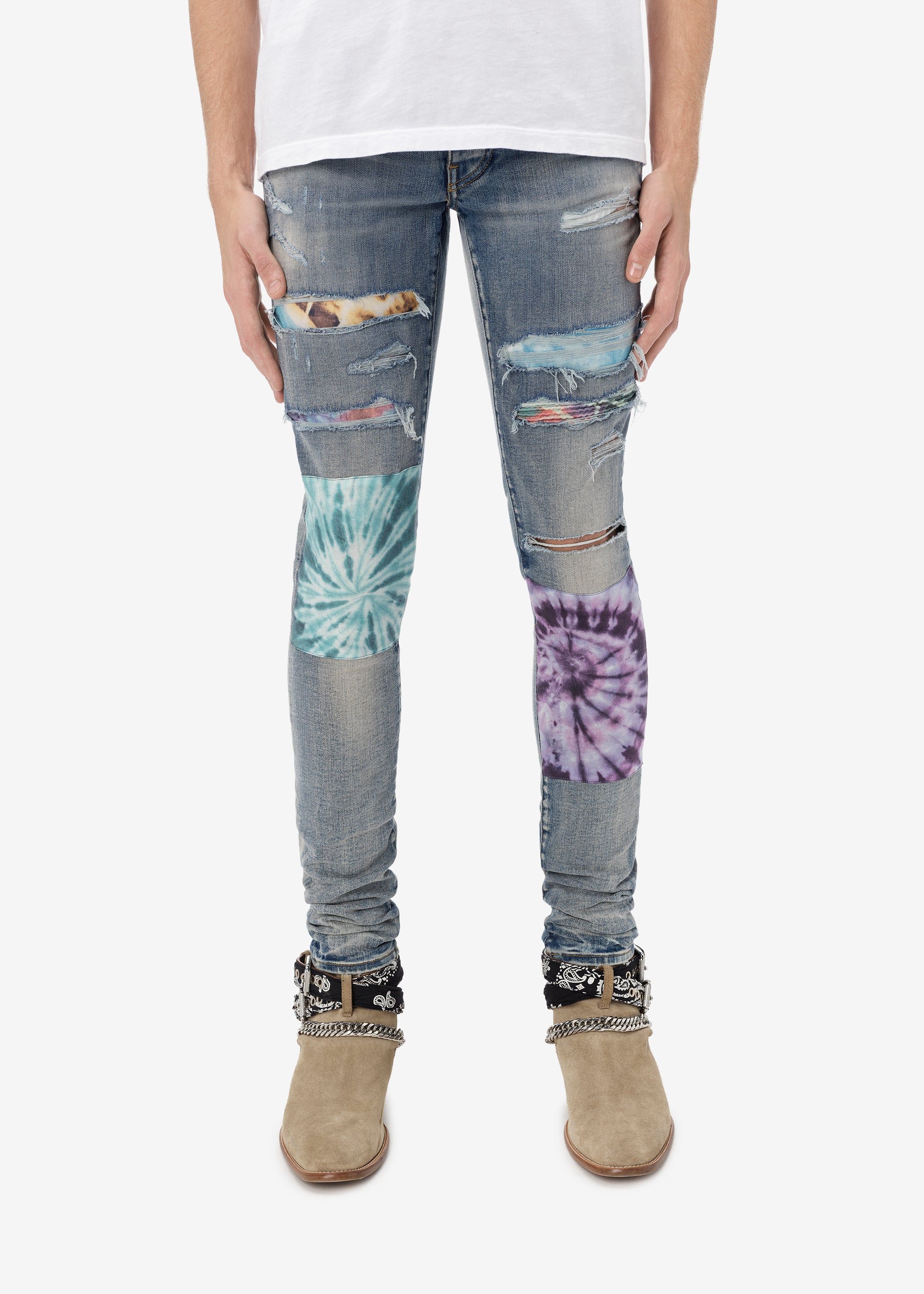 TIE DYE ART PATCH JEAN ORIGINAL INDIGO Parallel