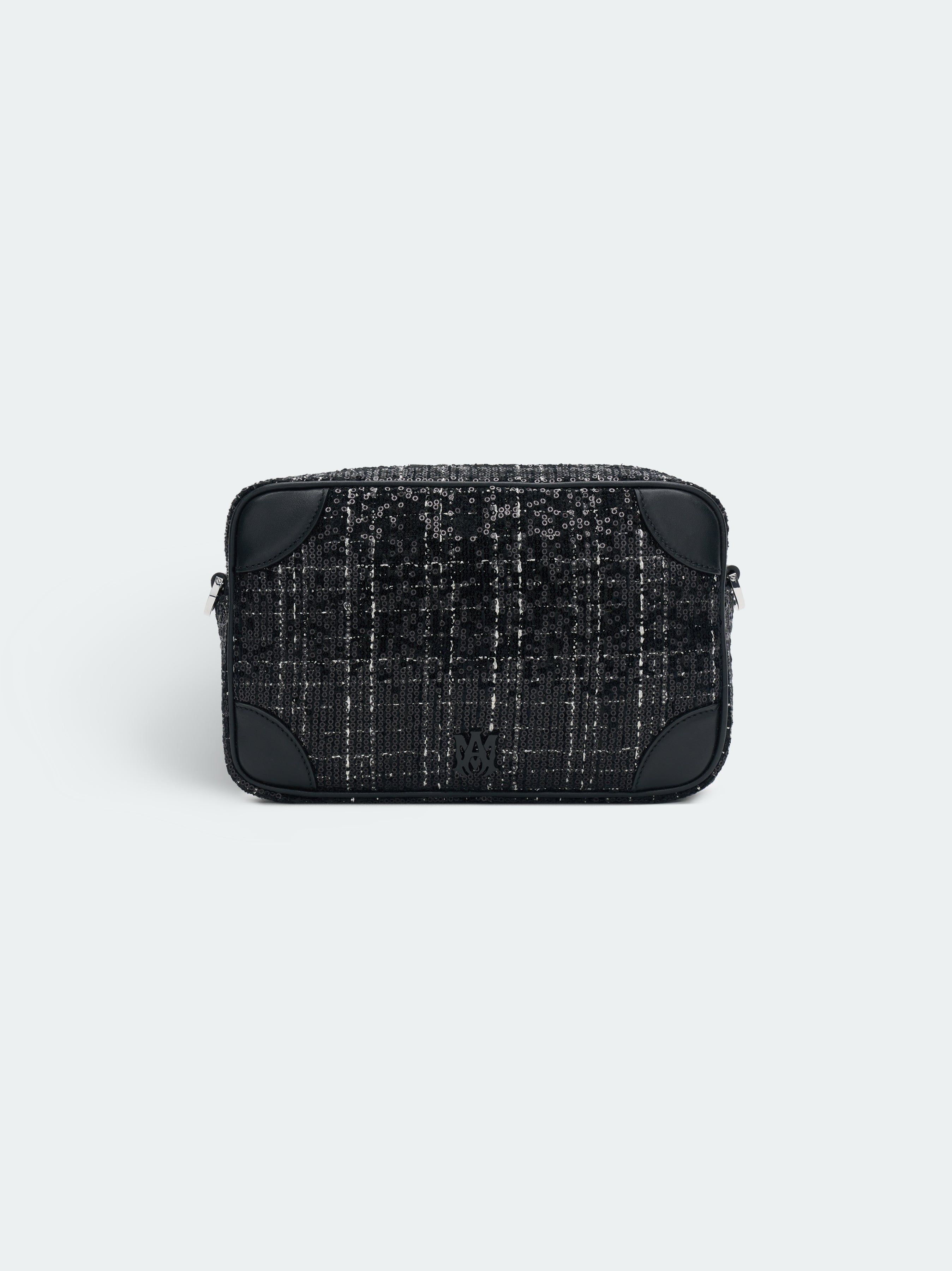 SEQUIN BOUCLE CAMERA CASE - Black sold by AMIRI