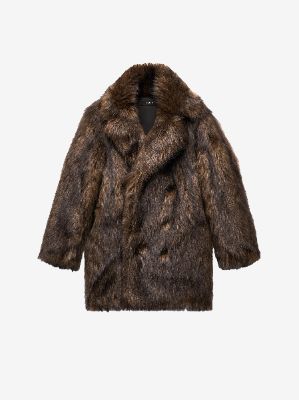 FAUX FUR PEACOAT - BROWN made by AMIRI