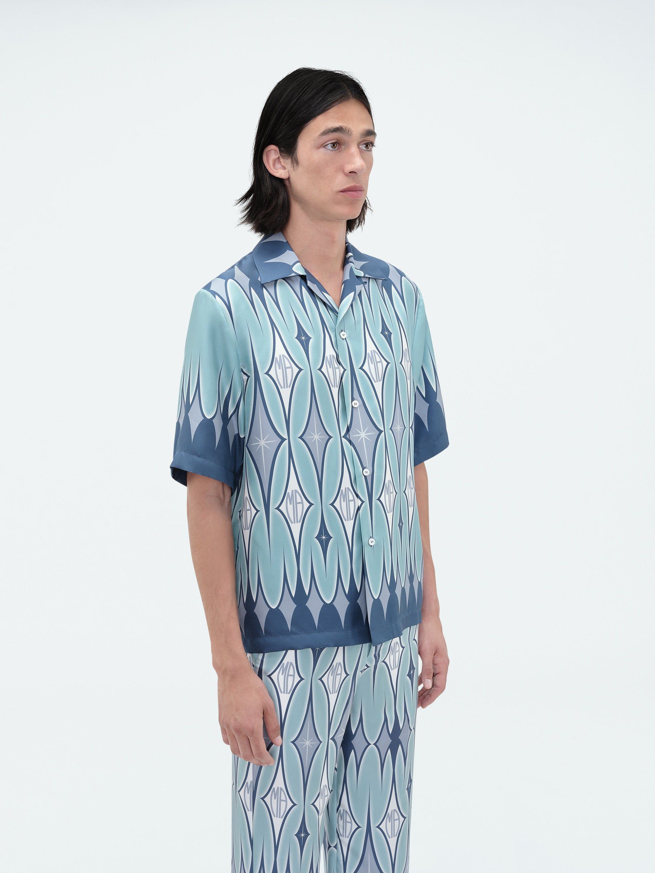 ARGYLE PRINTED SHORT SLEEVE SHIRT - AQUA sold by AMIRI product image thumbnail 3