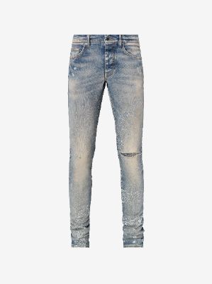 BANDANA PRINT SLIT KNEE JEAN - CLAY INDIGO sold by AMIRI