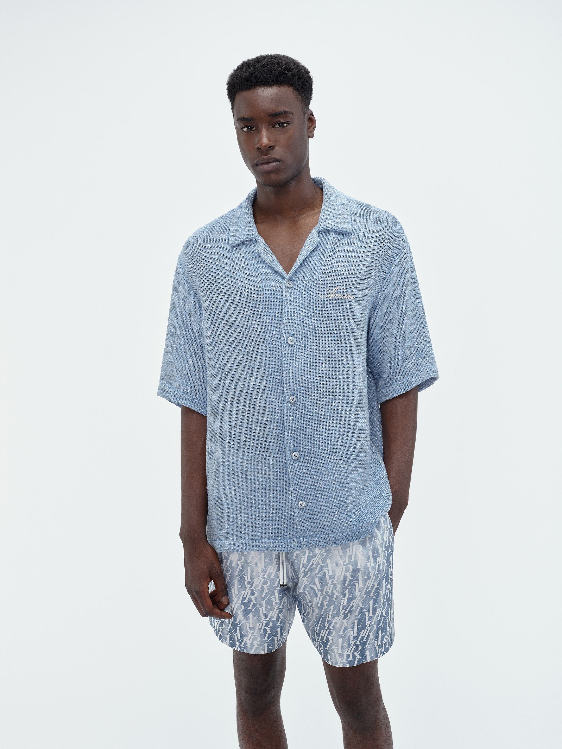 OPEN MESH SHIMMER SHIRT - Ashley Blue sold by AMIRI product image thumbnail 3