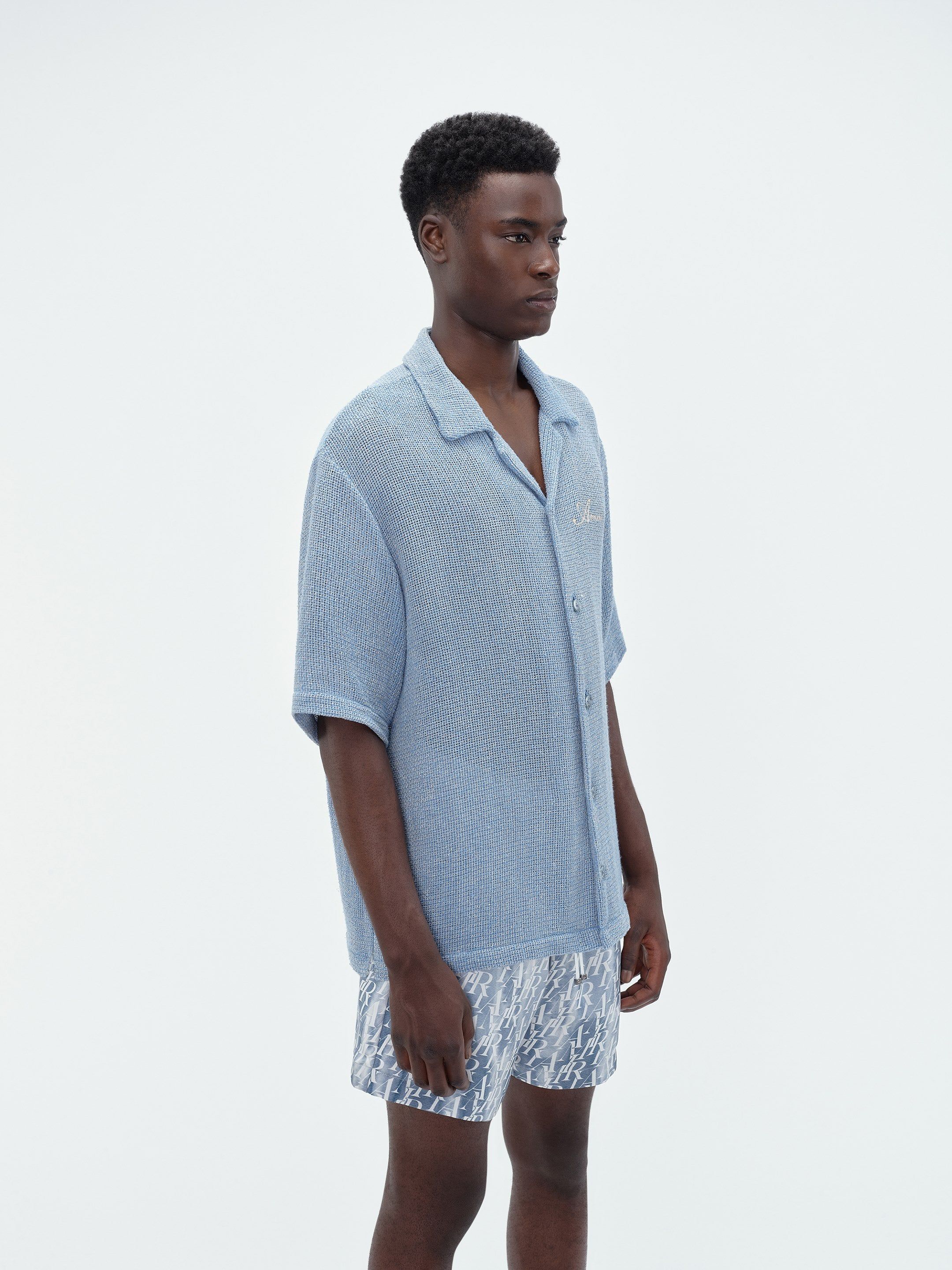 OPEN MESH SHIMMER SHIRT - Ashley Blue sold by AMIRI product image thumbnail 4