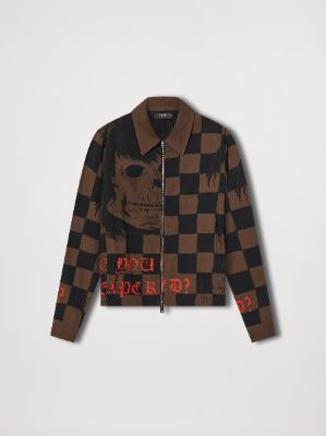 WES LANG SKULL  ZIP BLOUSON - BROWN made by AMIRI