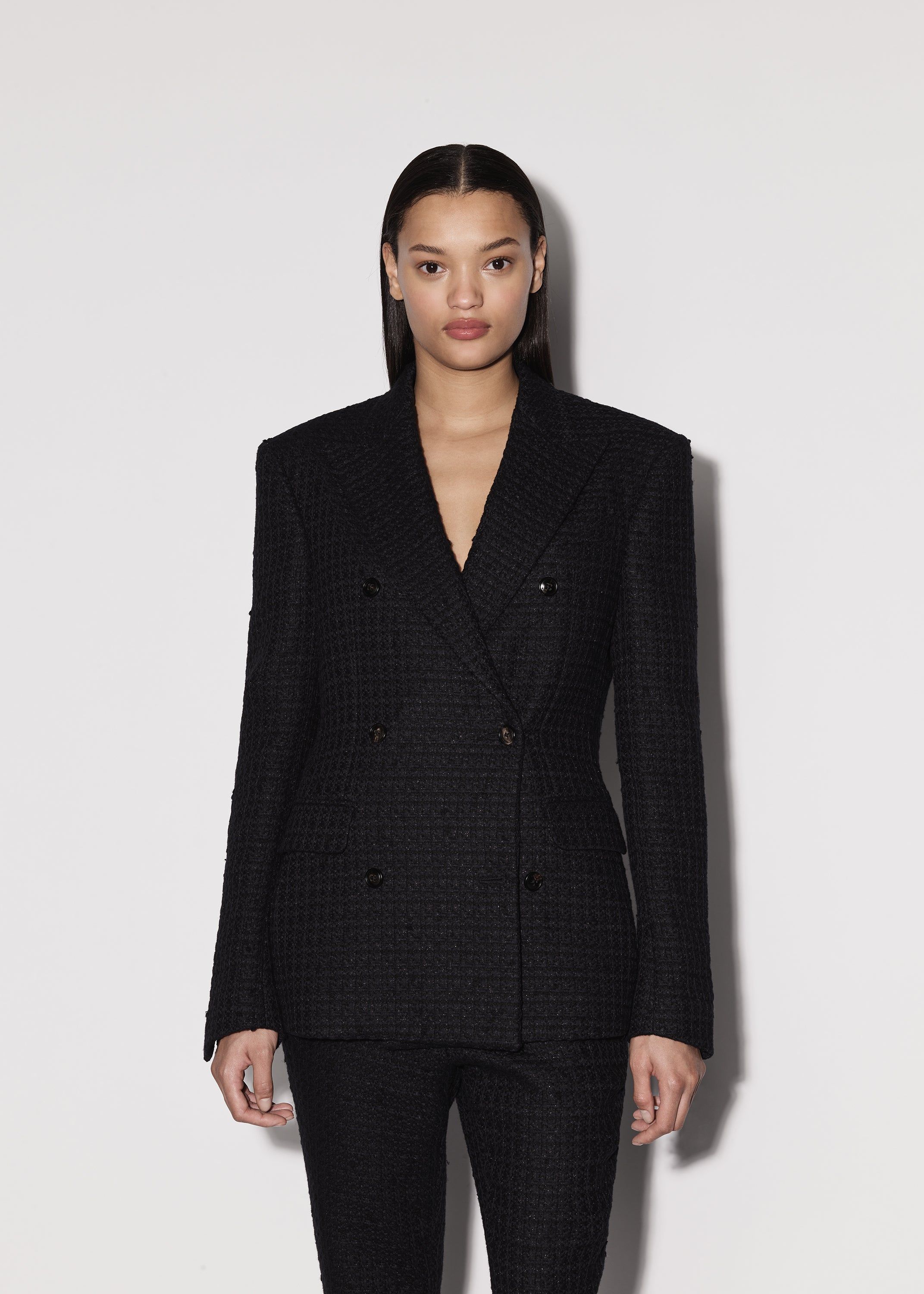 WOMEN - OVERSIZED BOUCLE DOUBLE BREASTED BLAZER - BLACK sold by AMIRI product image thumbnail 3