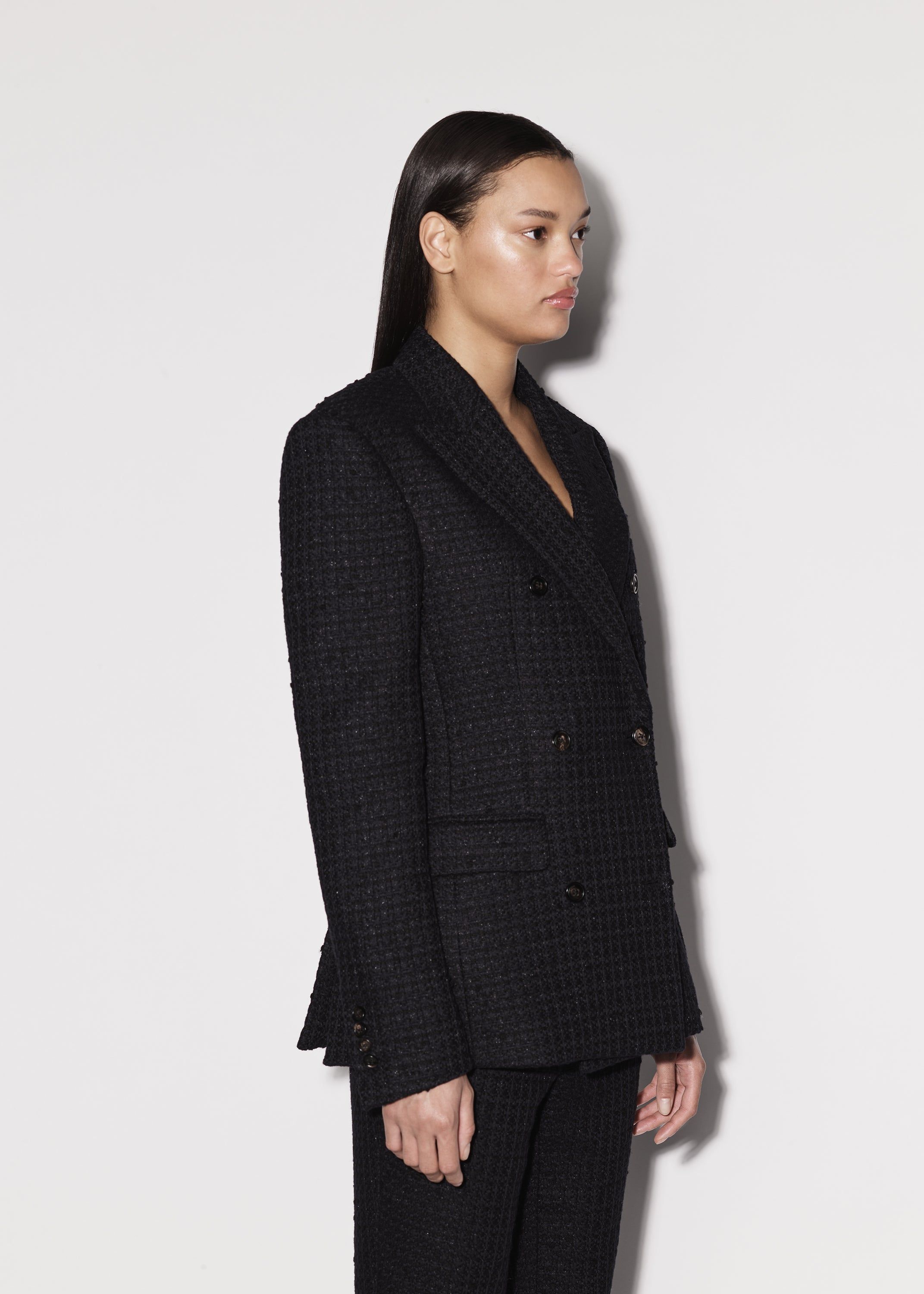 WOMEN - OVERSIZED BOUCLE DOUBLE BREASTED BLAZER - BLACK sold by AMIRI product image thumbnail 4