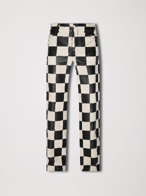 CHECKER 5 POCKET BAGGY PANT - ALABASTER / BLACK made by AMIRI