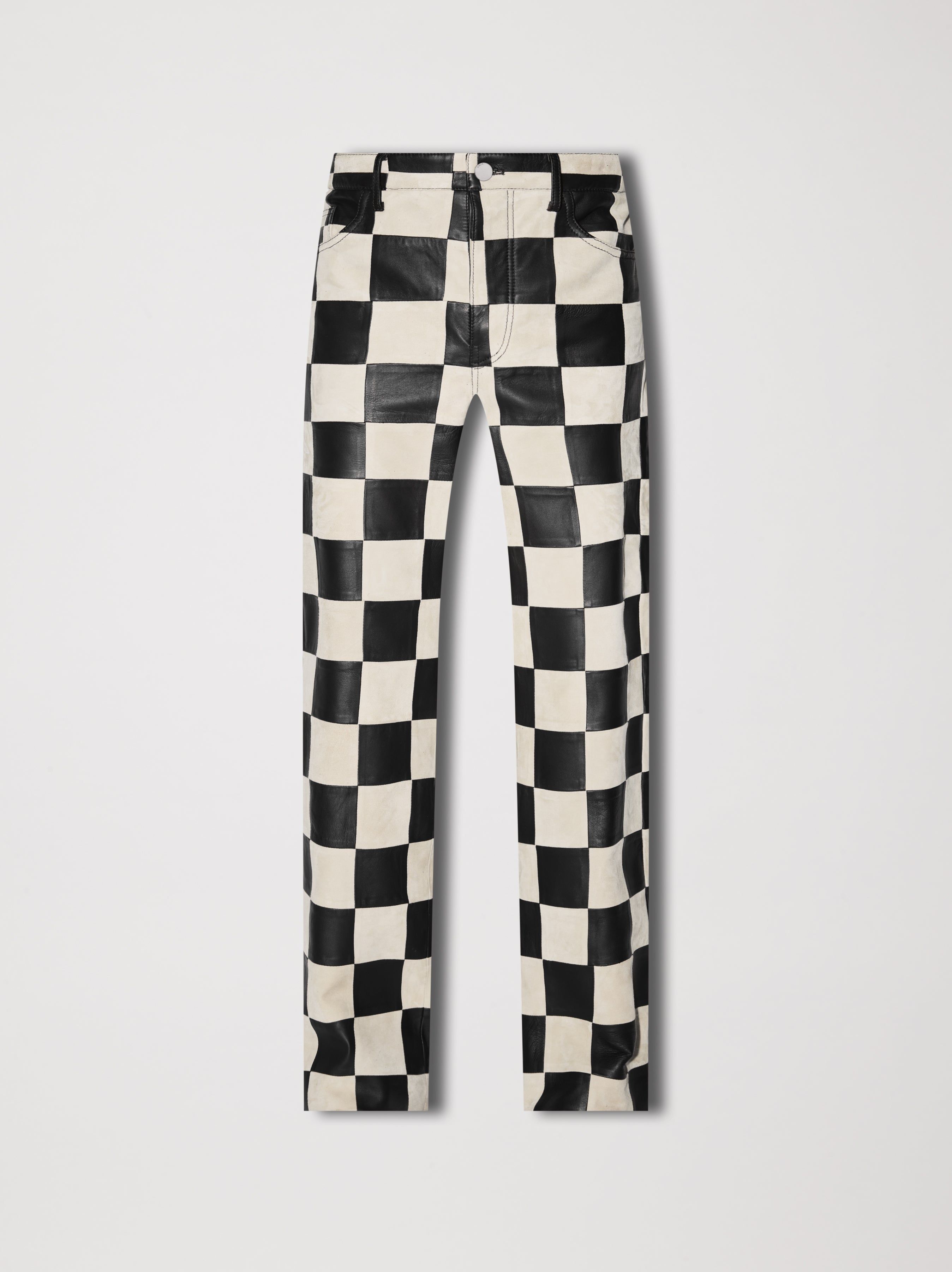 CHECKER 5 POCKET BAGGY PANT - ALABASTER / BLACK sold by AMIRI