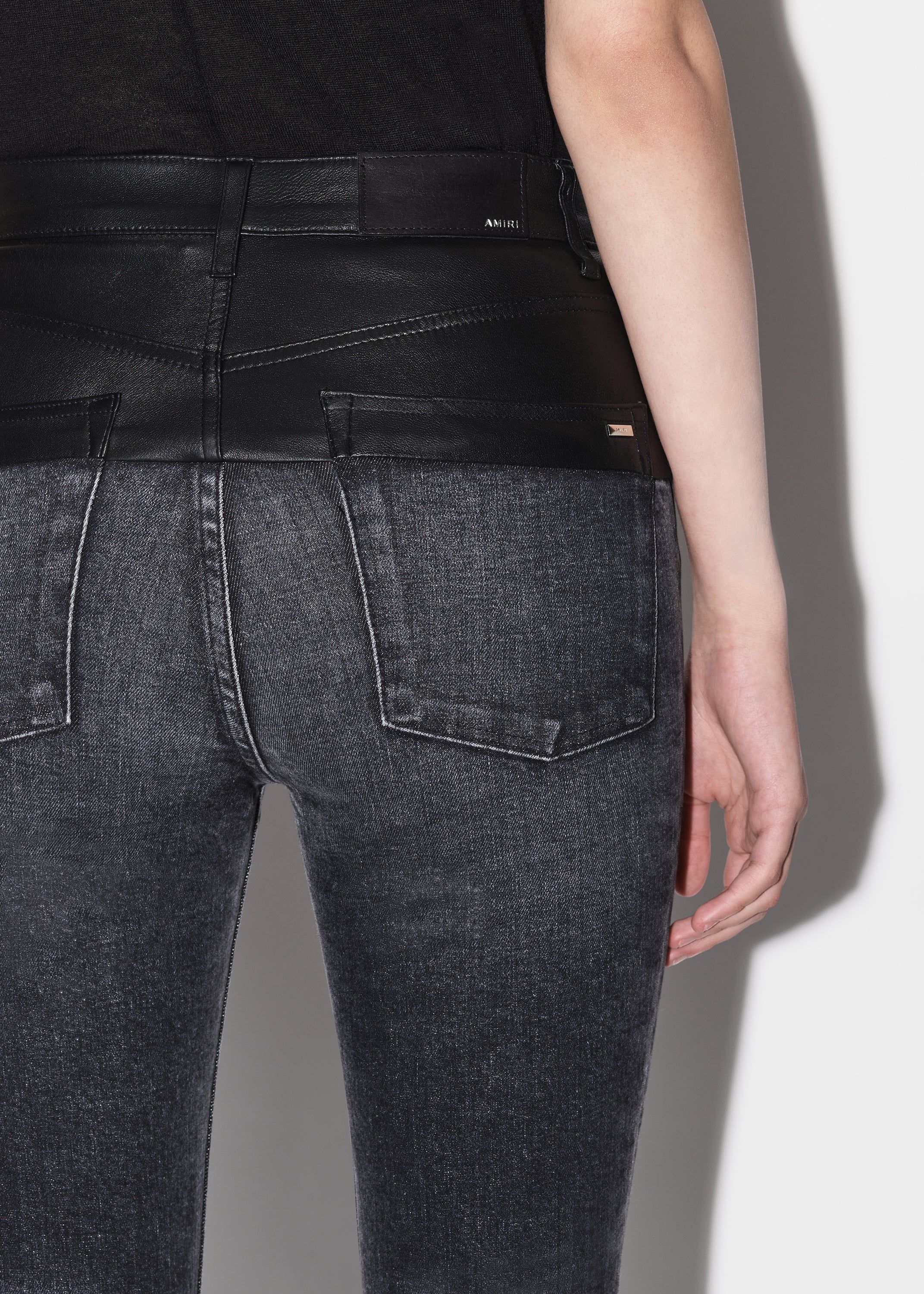 WOMEN - HYBRID SKINNY W/ LEATHER - BLACK_SMOKE GREY sold by AMIRI product image thumbnail 7