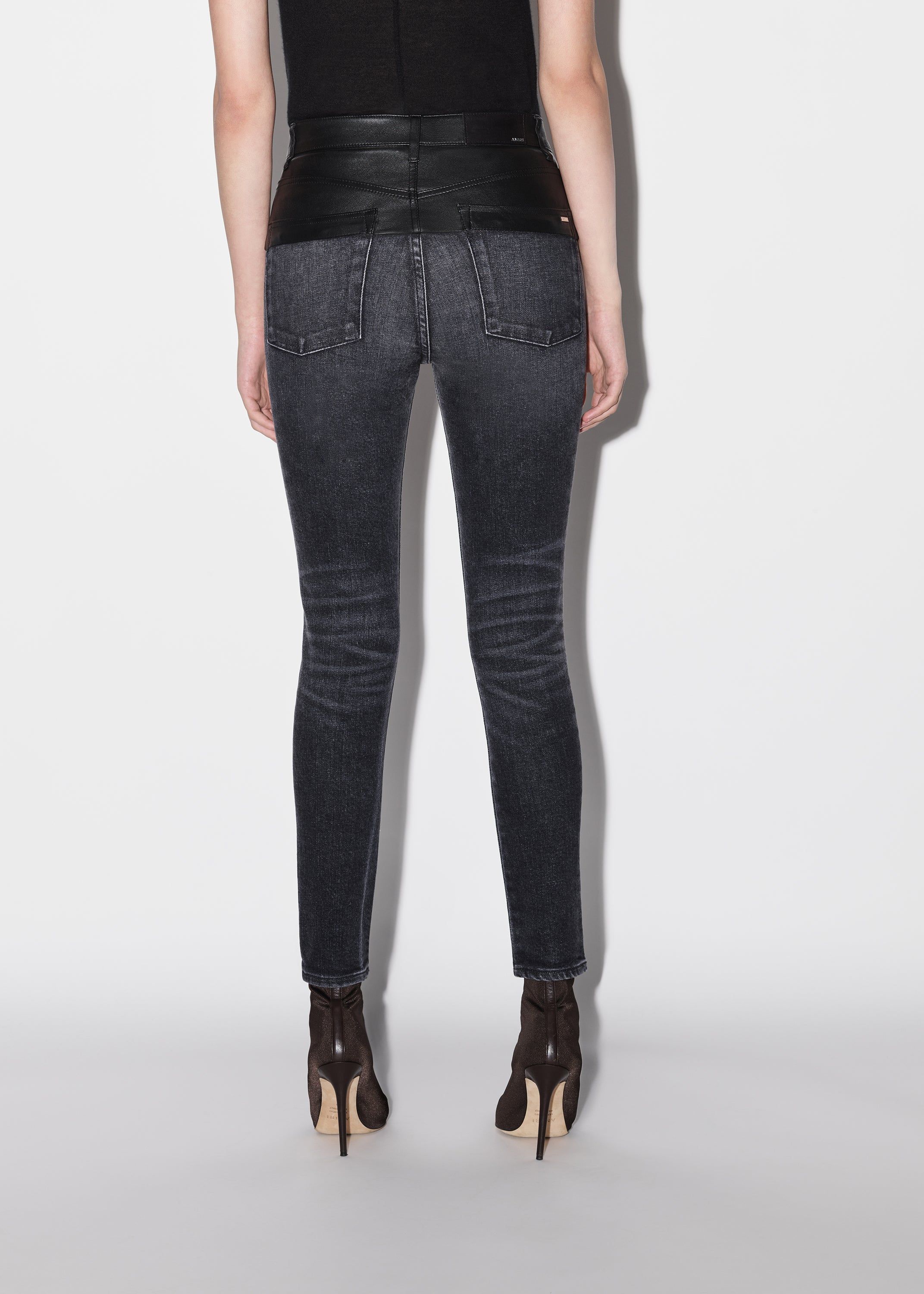 WOMEN - HYBRID SKINNY W/ LEATHER - BLACK_SMOKE GREY sold by AMIRI product image thumbnail 5