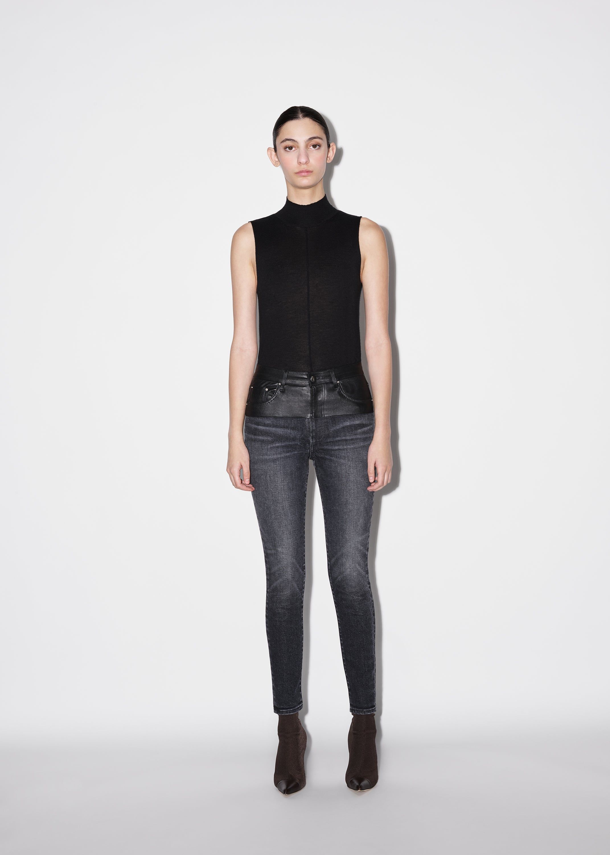 WOMEN - HYBRID SKINNY W/ LEATHER - BLACK_SMOKE GREY sold by AMIRI product image thumbnail 2