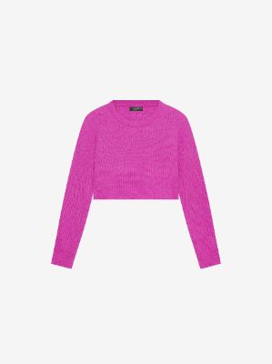 WOMEN - SILK CASHMERE CROPPED SWEATER - HOT PINK sold by AMIRI