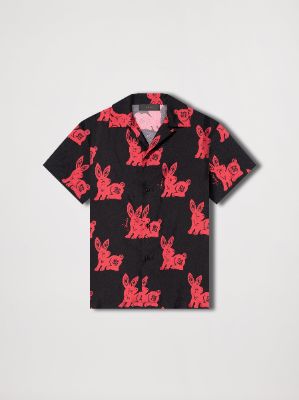 RABBIT ALLOVER BOWLING SHIRT - BLACK_RED made by AMIRI