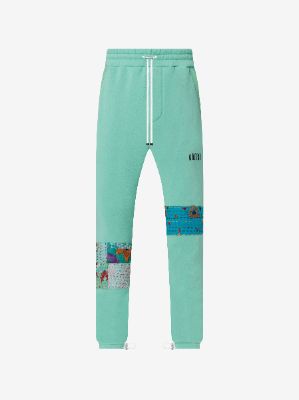 VINTAGE QUILT ART PATCH SWEATPANTS - MINT made by AMIRI