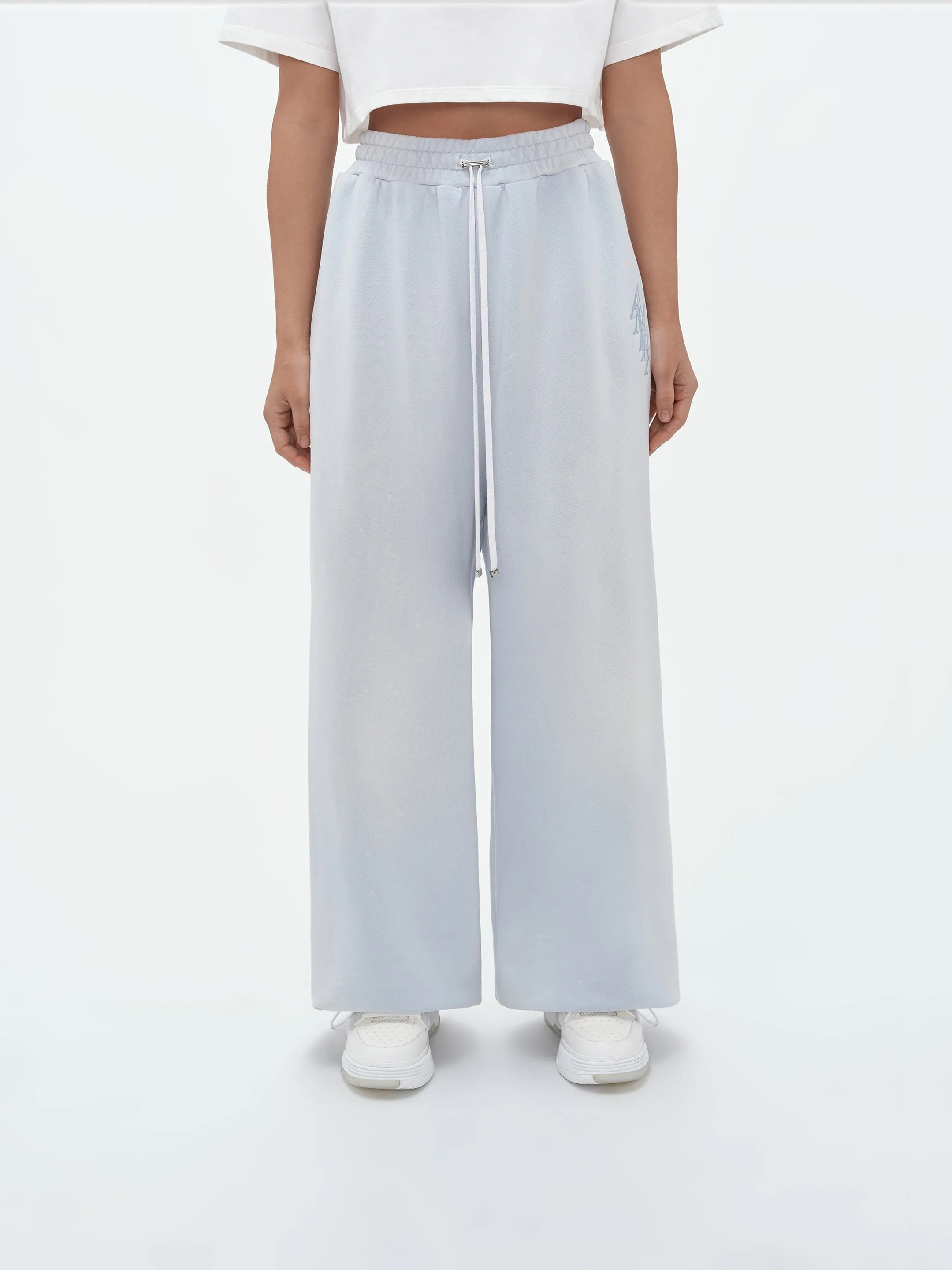 WOMEN - STACKED AMIRI BAGGY SWEATPANT - Gray Dawn sold by AMIRI
