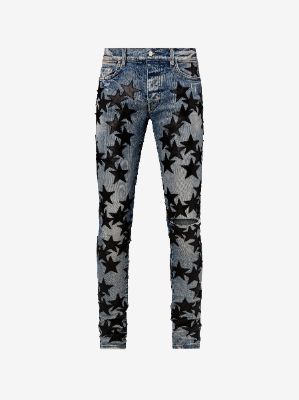 CHEMIST LEATHER STARS JEAN - CLAY INDIGO / BLACK sold by AMIRI