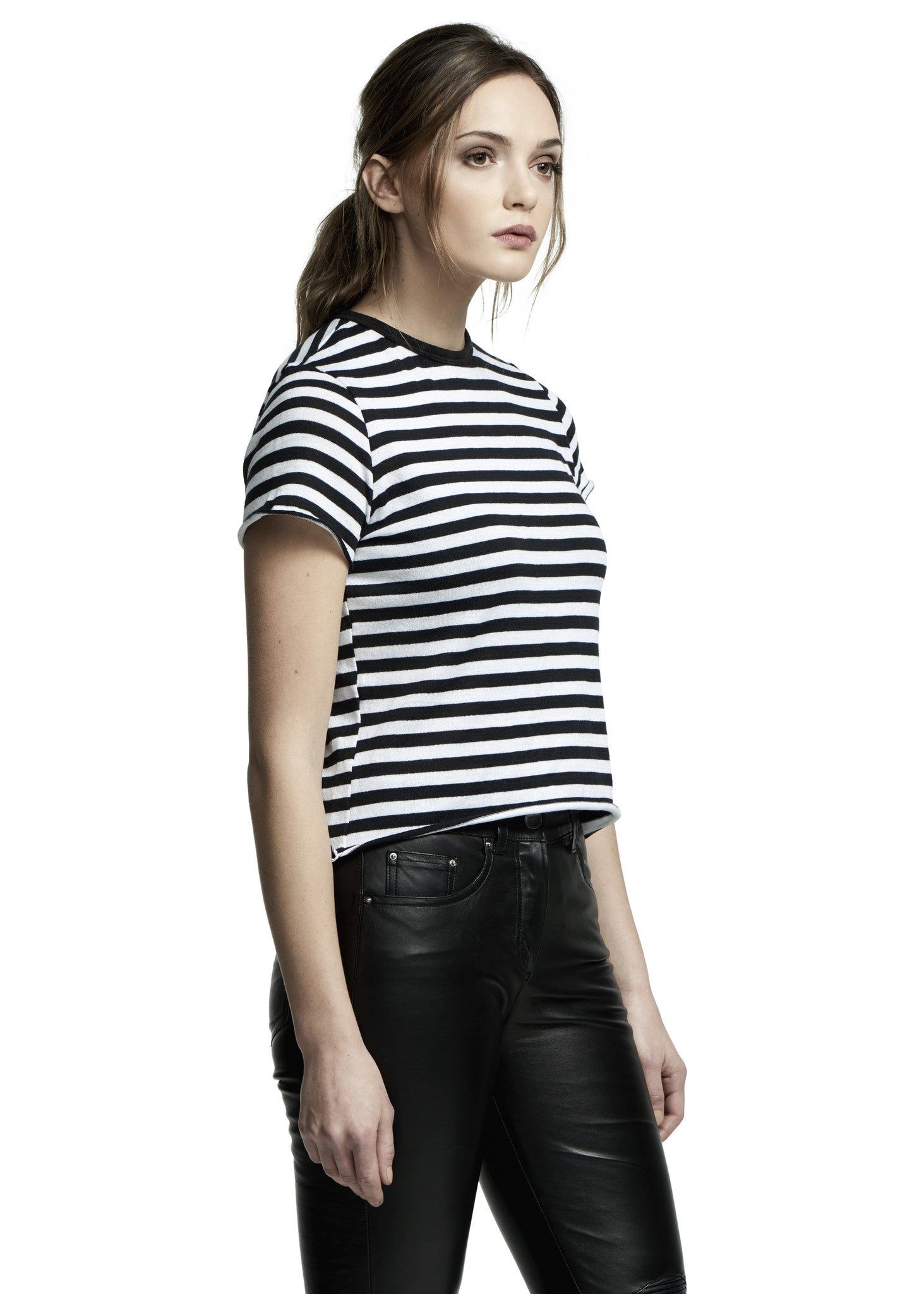 CLASSIC STRIPE CASHMERE TEE BLACK/WHITE sold by AMIRI product image thumbnail 2