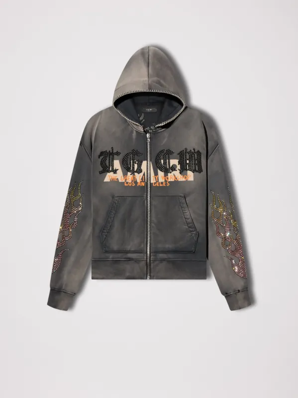 T.G.C.W. CRYSTAL ZIP UP HOODIE - BLACK made by AMIRI