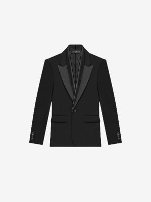 LEATHER SCARF BLAZER - BLACK / BLACK sold by AMIRI