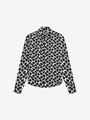 LOVE HEARTS SILK SHIRT - BLACK / ALABASTER made by AMIRI