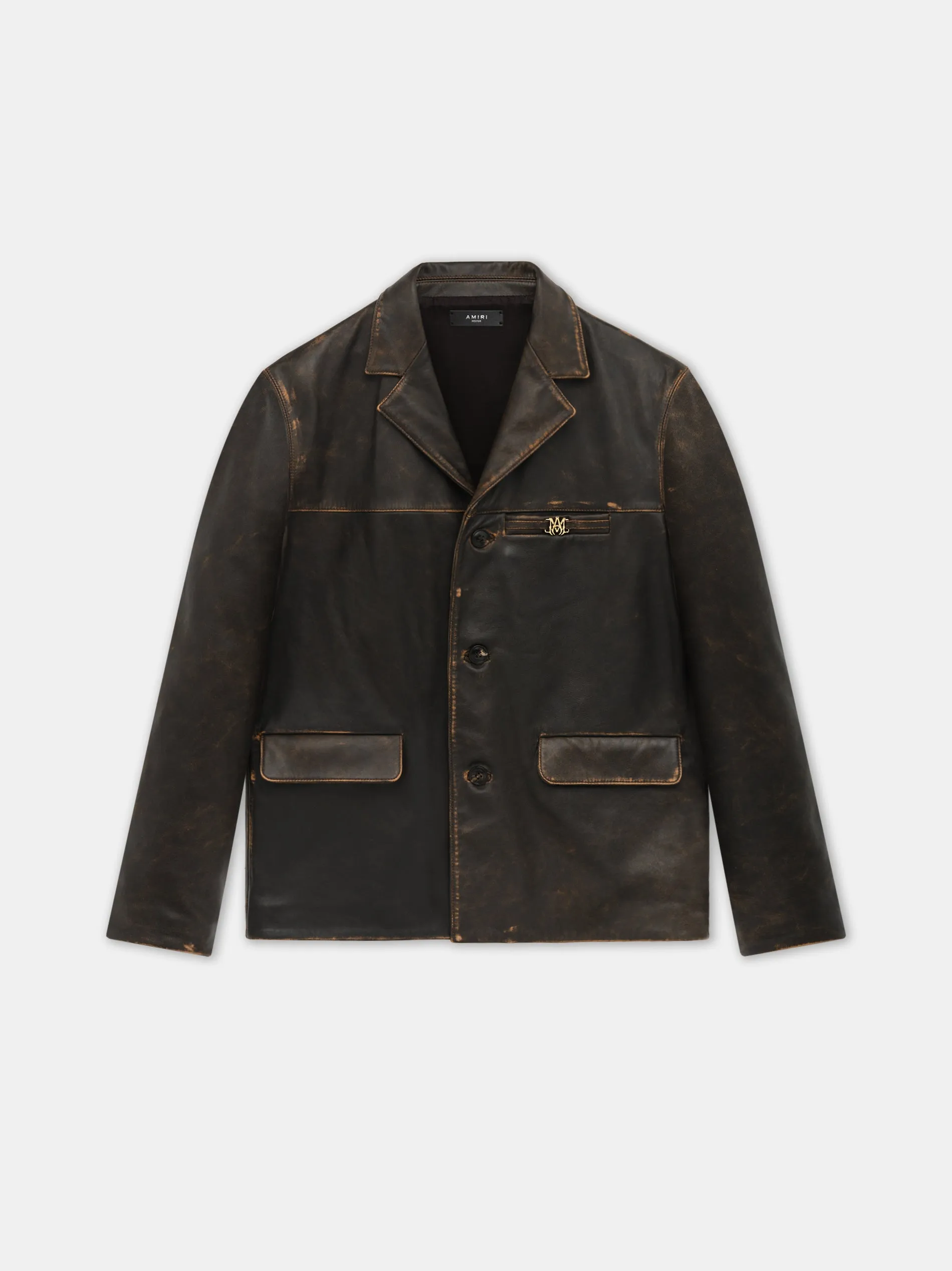 TUMBLED LEATHER SINGLE BREASTED JACKET - Dark Brown sold by AMIRI product image thumbnail 5