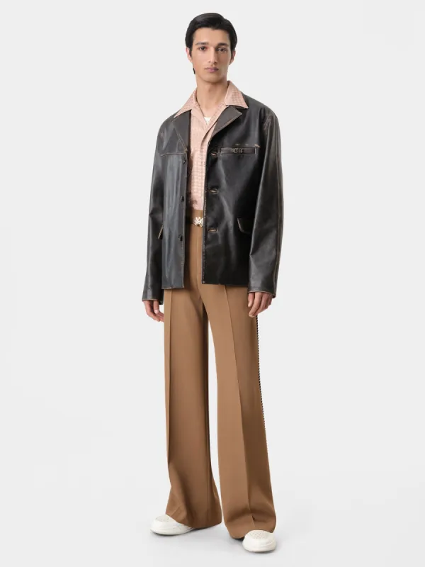 TUMBLED LEATHER SINGLE BREASTED JACKET - Dark Brown made by AMIRI