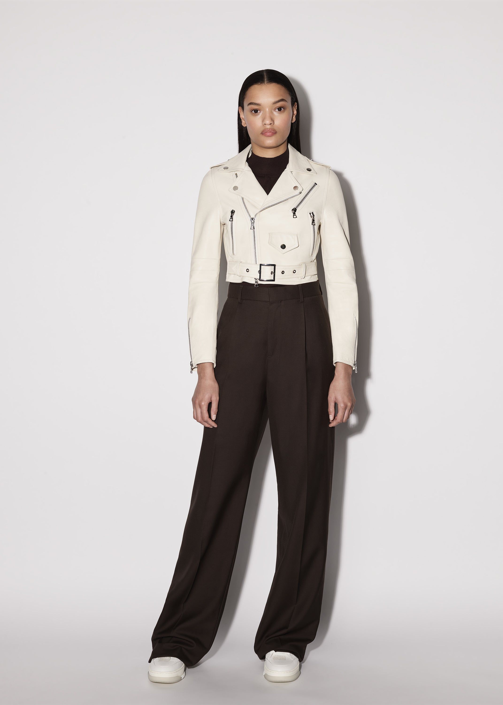 WOMEN - LEATHER BIKER JACKET - ALABASTER sold by AMIRI product image thumbnail 4