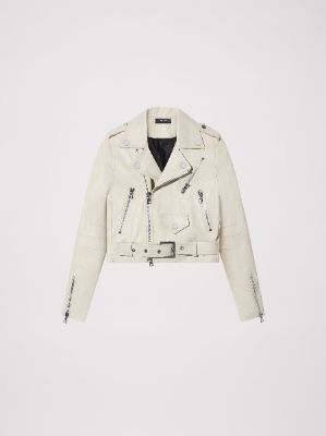 WOMEN - LEATHER BIKER JACKET - ALABASTER made by AMIRI