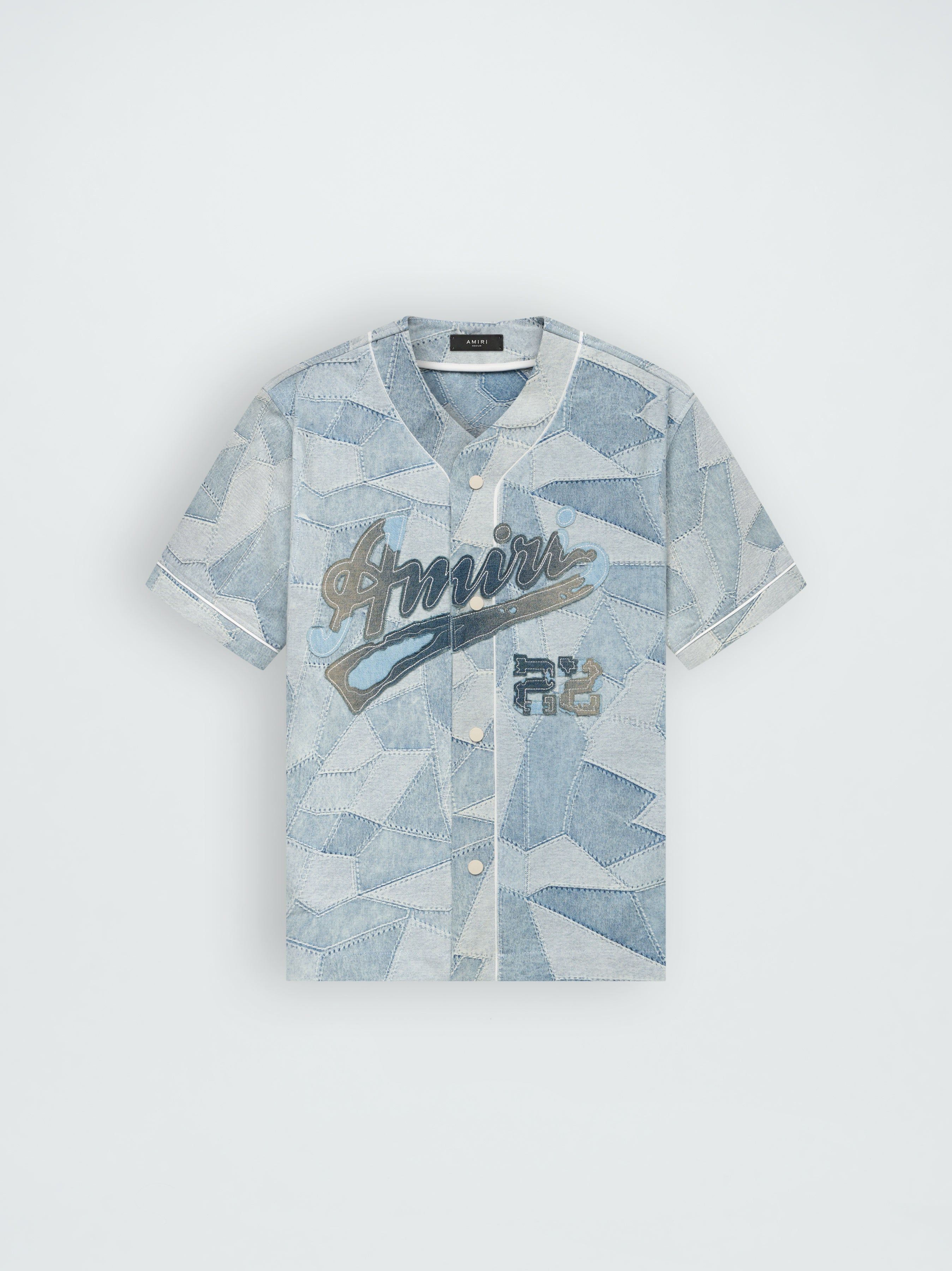 PATCHWORK BASEBALL SHIRT - STONE INDIGO sold by AMIRI